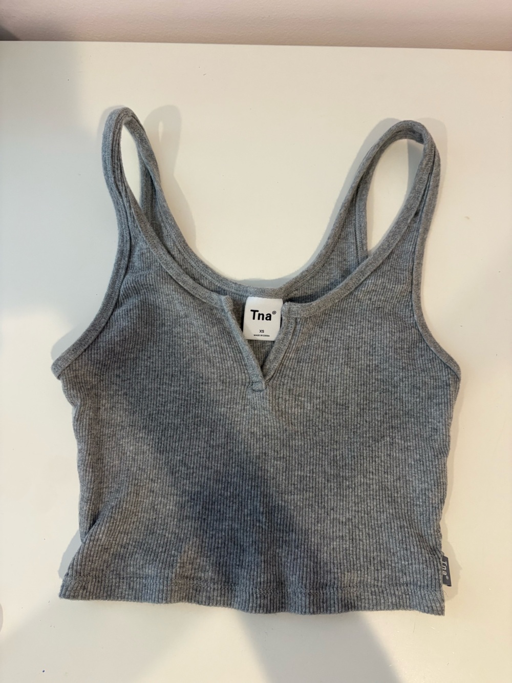 Aritzia TNA Heathered Light Grey Ribbed Tank XS